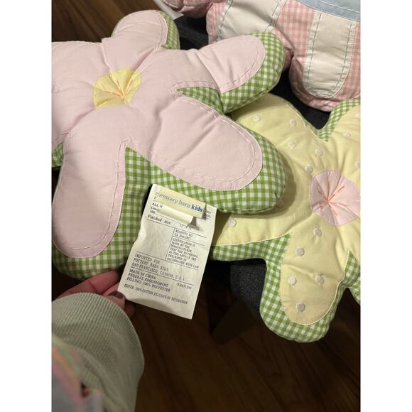 Pottery Barn Kids Gingham Flower Pillows (set of three) - Picture 2 of 2